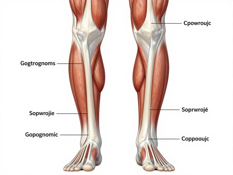 Anatomia mięśni łydek pokazująca mięsień brzuchaty i płaszczkowaty