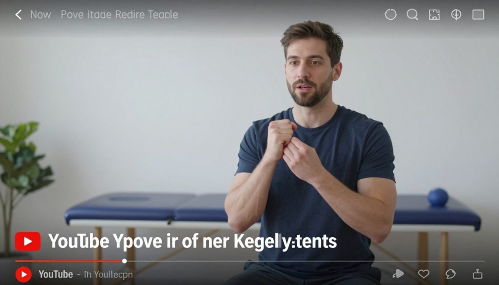 Fizjoterapeuta demonstrujący prawidłową technikę ćwiczeń mięśni Kegla na filmie YouTube