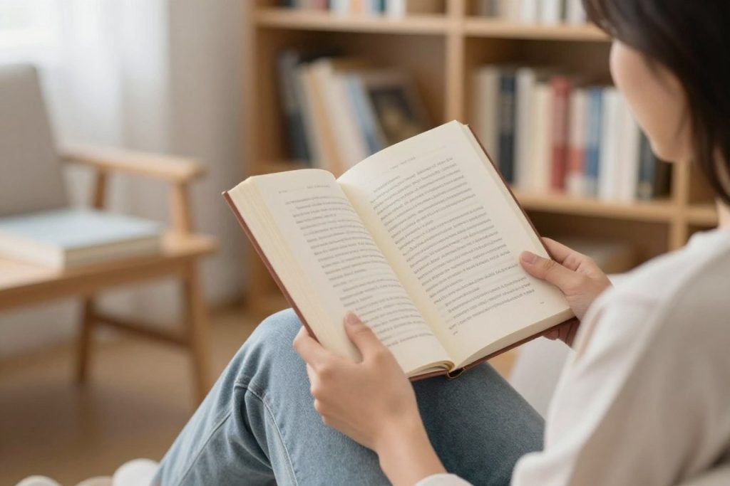 Osoba czytająca książkę jako spos&oacute;b na ćwiczenie pamięci długotrwałej