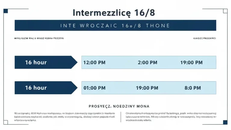 Diagram okna jedzenia IF 16/8: 16 godzin postu, 8 godzin okna jedzenia, zegar z zaznaczonymi porami