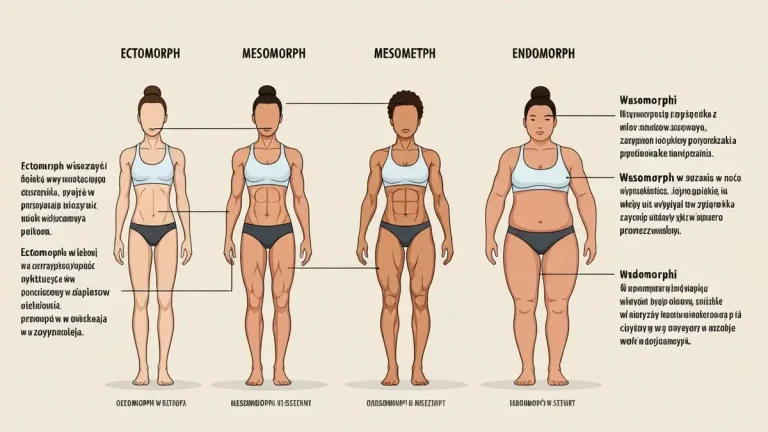 Trzy typy sylwetki - ektomorfik, mezomorfik, endomorfik - porównanie budowy ciała